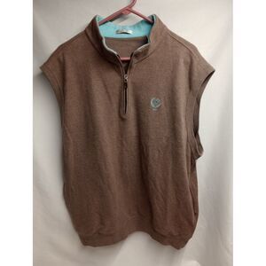 Men's XL Peter Millar Sweater Vest - 100% Cotton, Sleeveless with 1/4 Zip‎ Brown